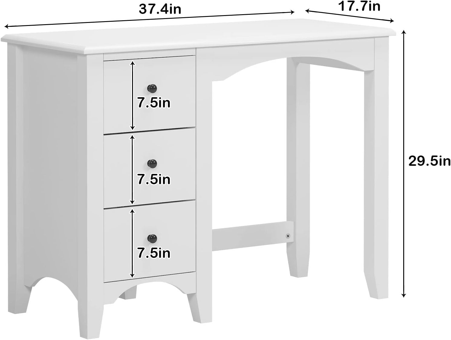 White Drawer Makeup Vanity Desk
