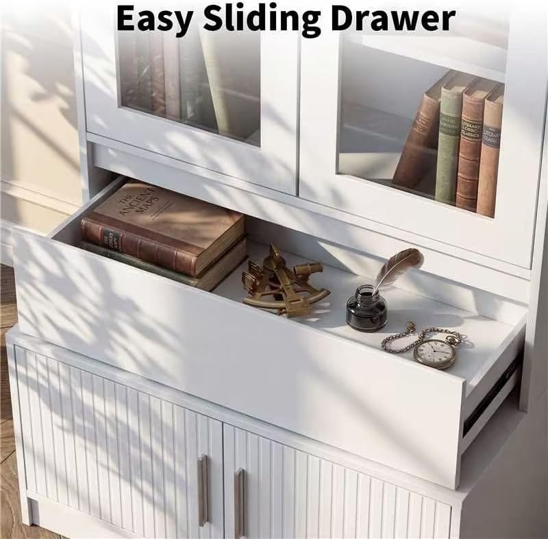 White Fluted Glass Display Cabinet