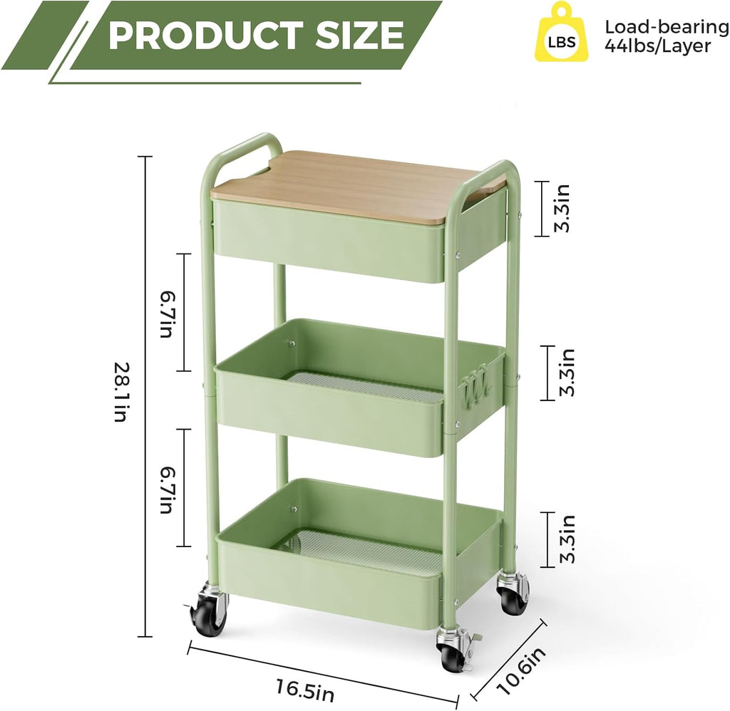 3 Tier Metal Rolling Utility Cart