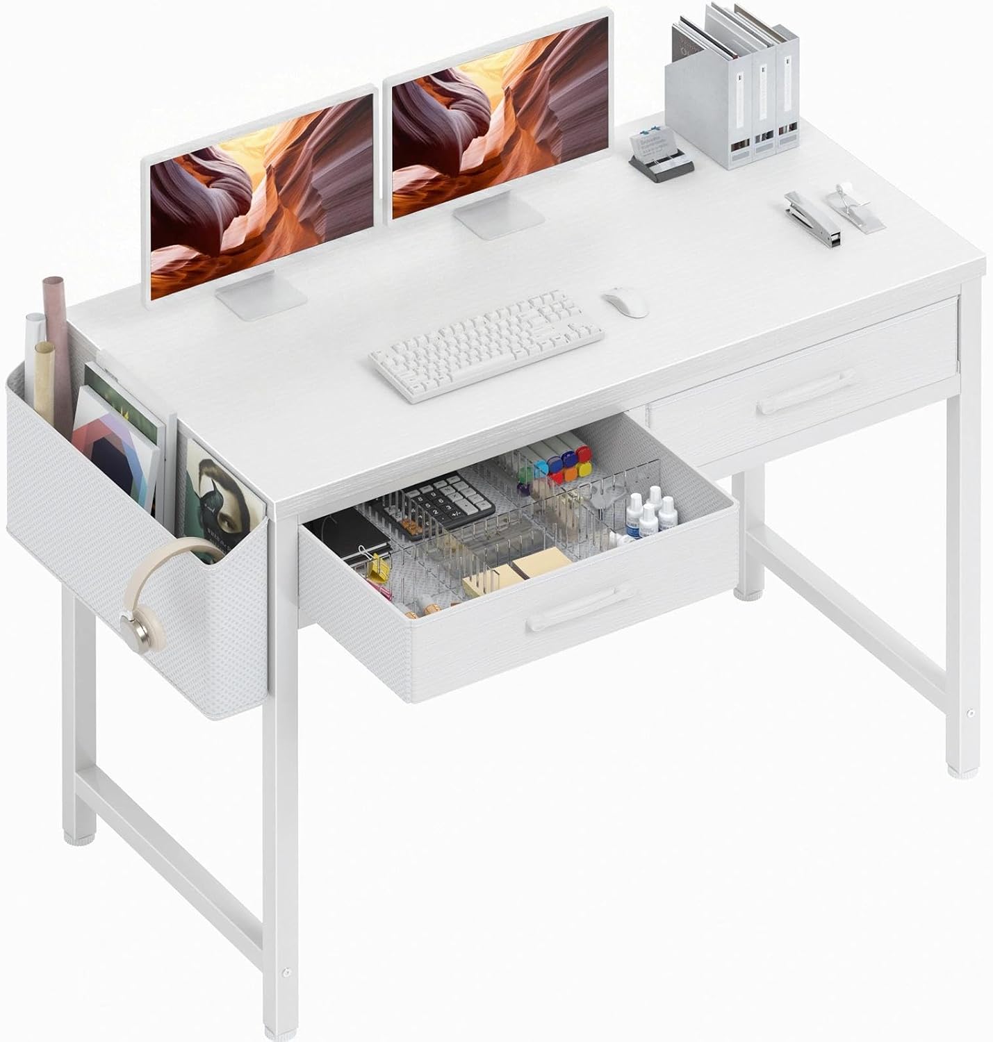 White Drawer Small Writing Vanity Desk