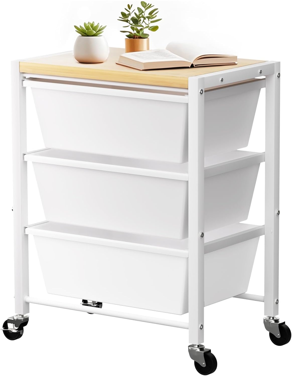 White 3 Drawer Rolling Storage Cart