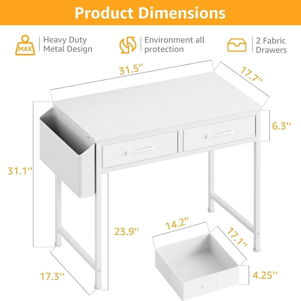 White Drawer Small Writing Vanity Desk