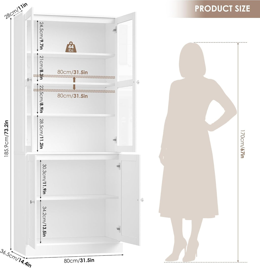 White Glass Door Tall Display Cabinet