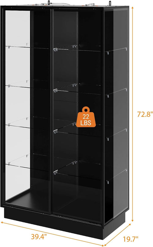 Black Lit Glass Display Storage Cabinet