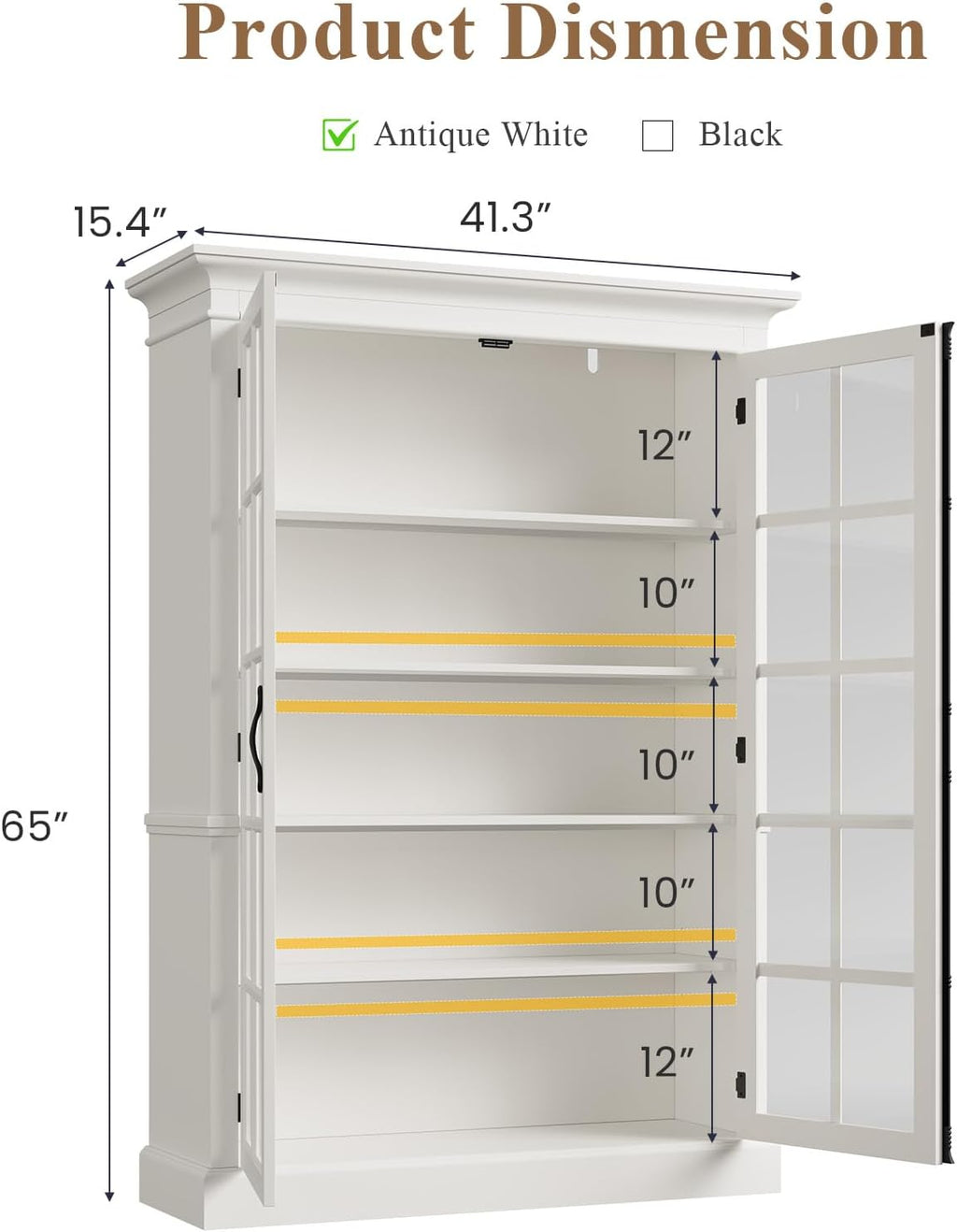 White Farmhouse Glass Display Cabinet
