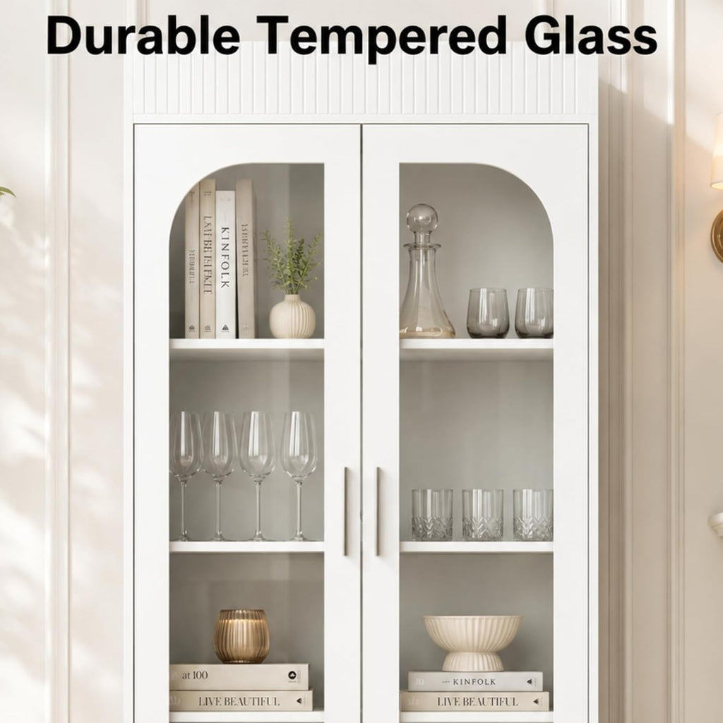White Fluted Glass Display Cabinet