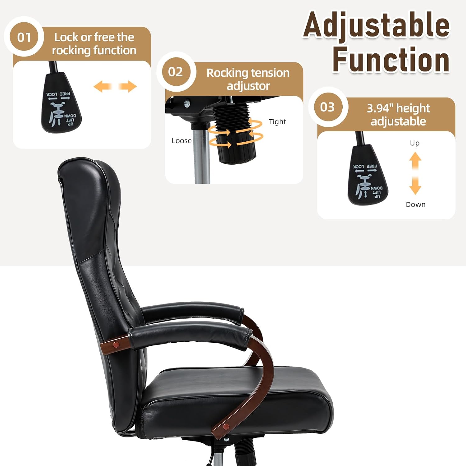 Black Vintage Wingback Office Chair