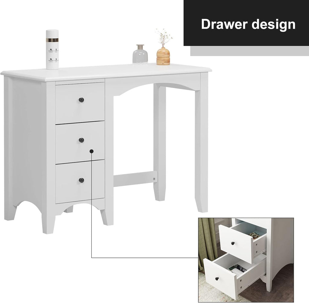 White Drawer Makeup Vanity Desk