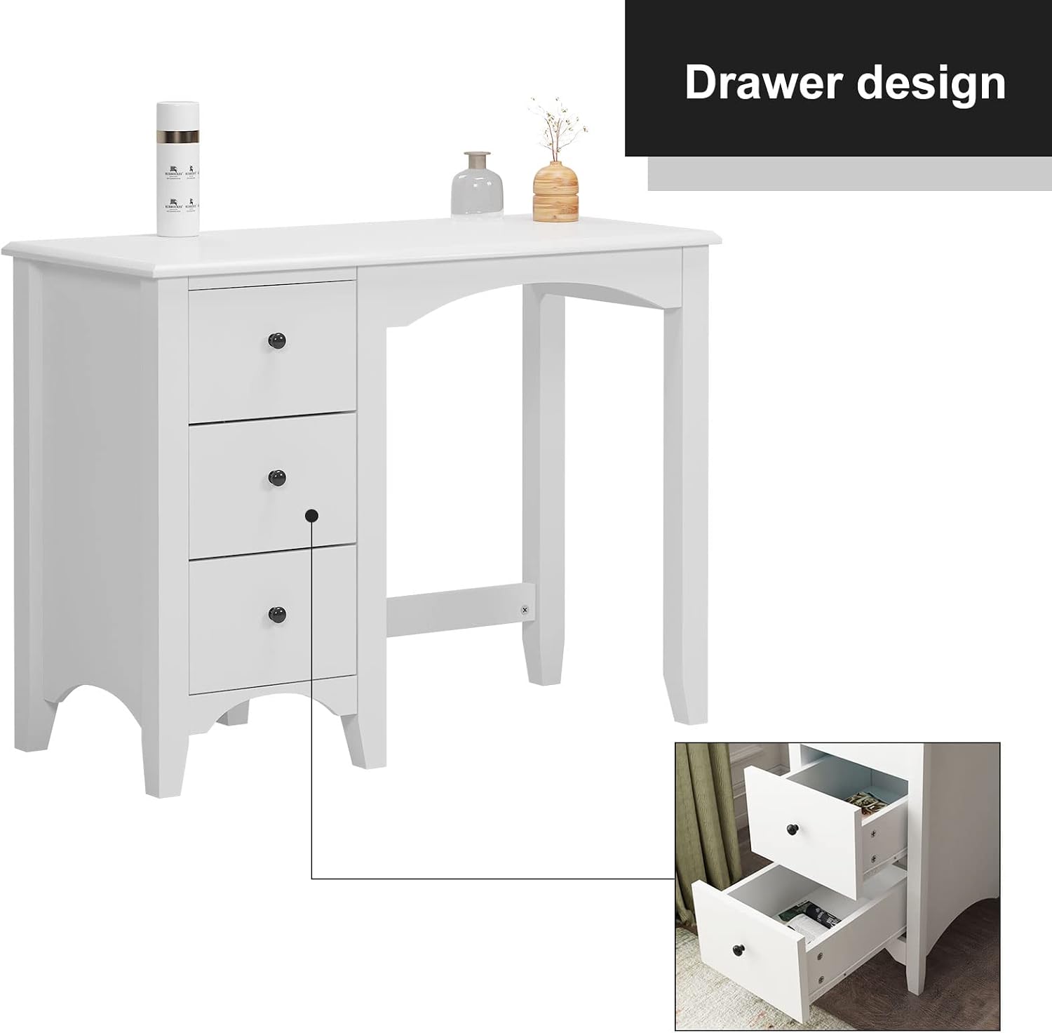 White Drawer Makeup Vanity Desk