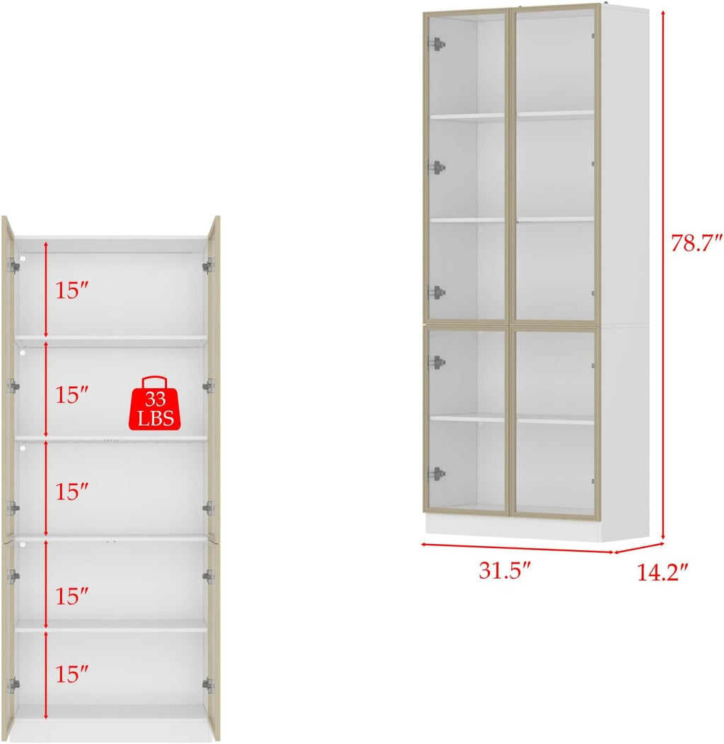 White Gold LED Glass Display Cabinet
