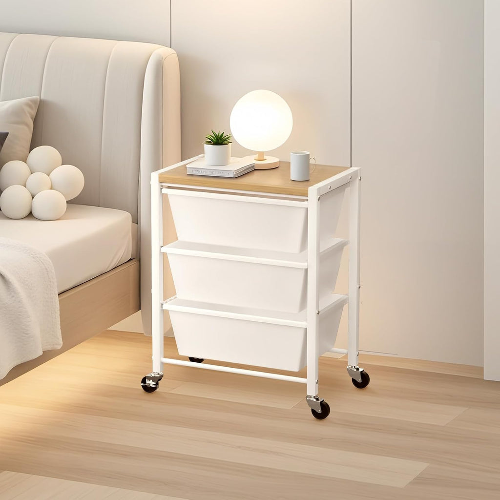 White 3 Drawer Rolling Storage Cart