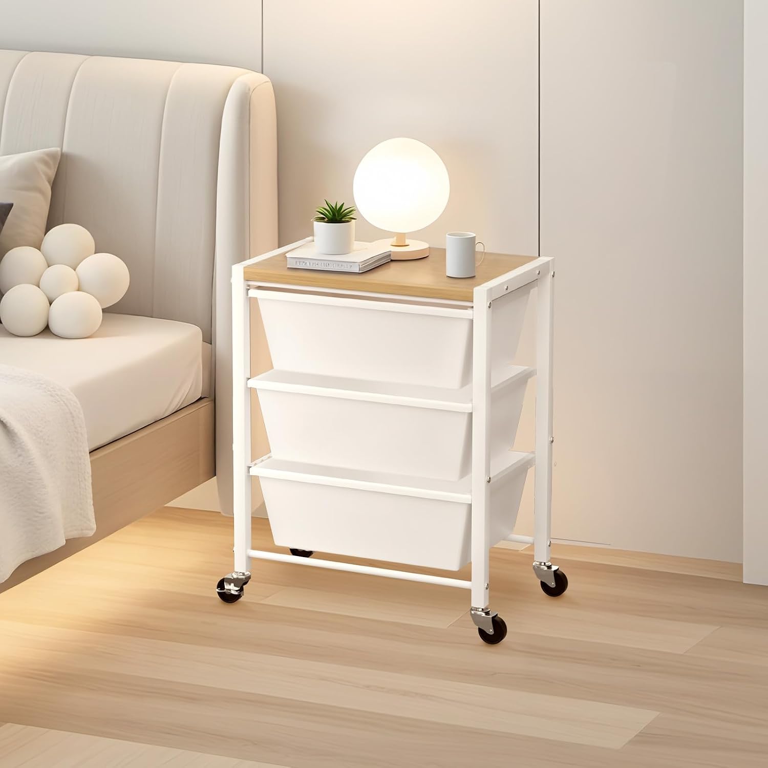 White 3 Drawer Rolling Storage Cart