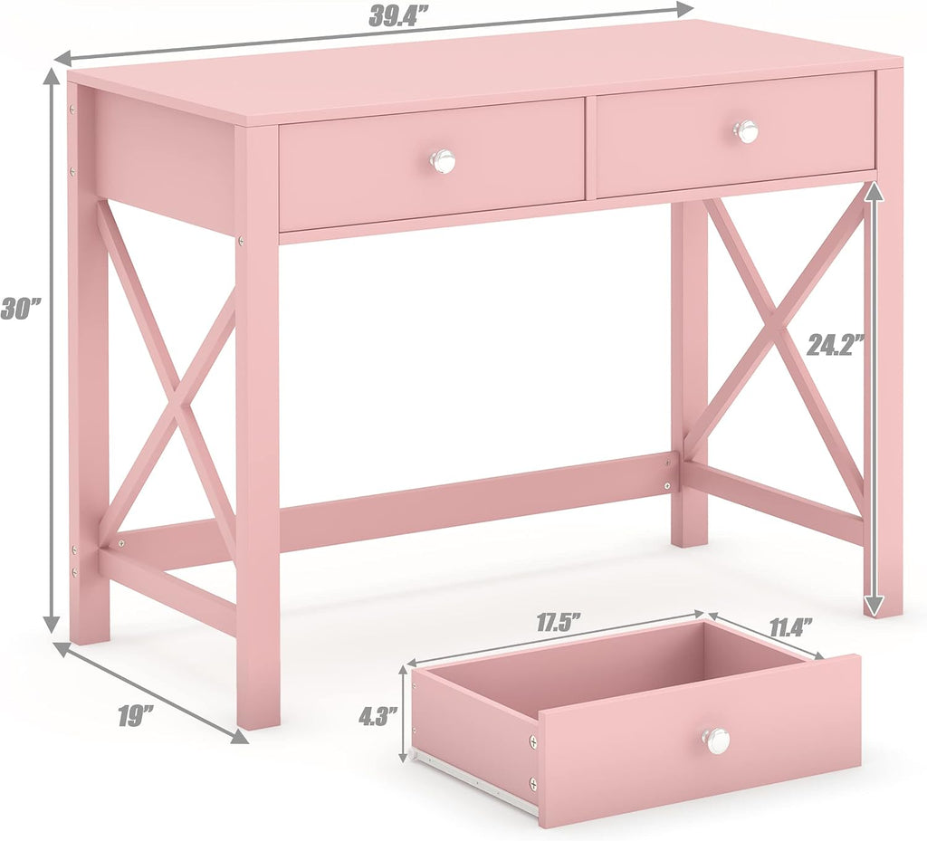Pink Drawer Vanity Writing Desk