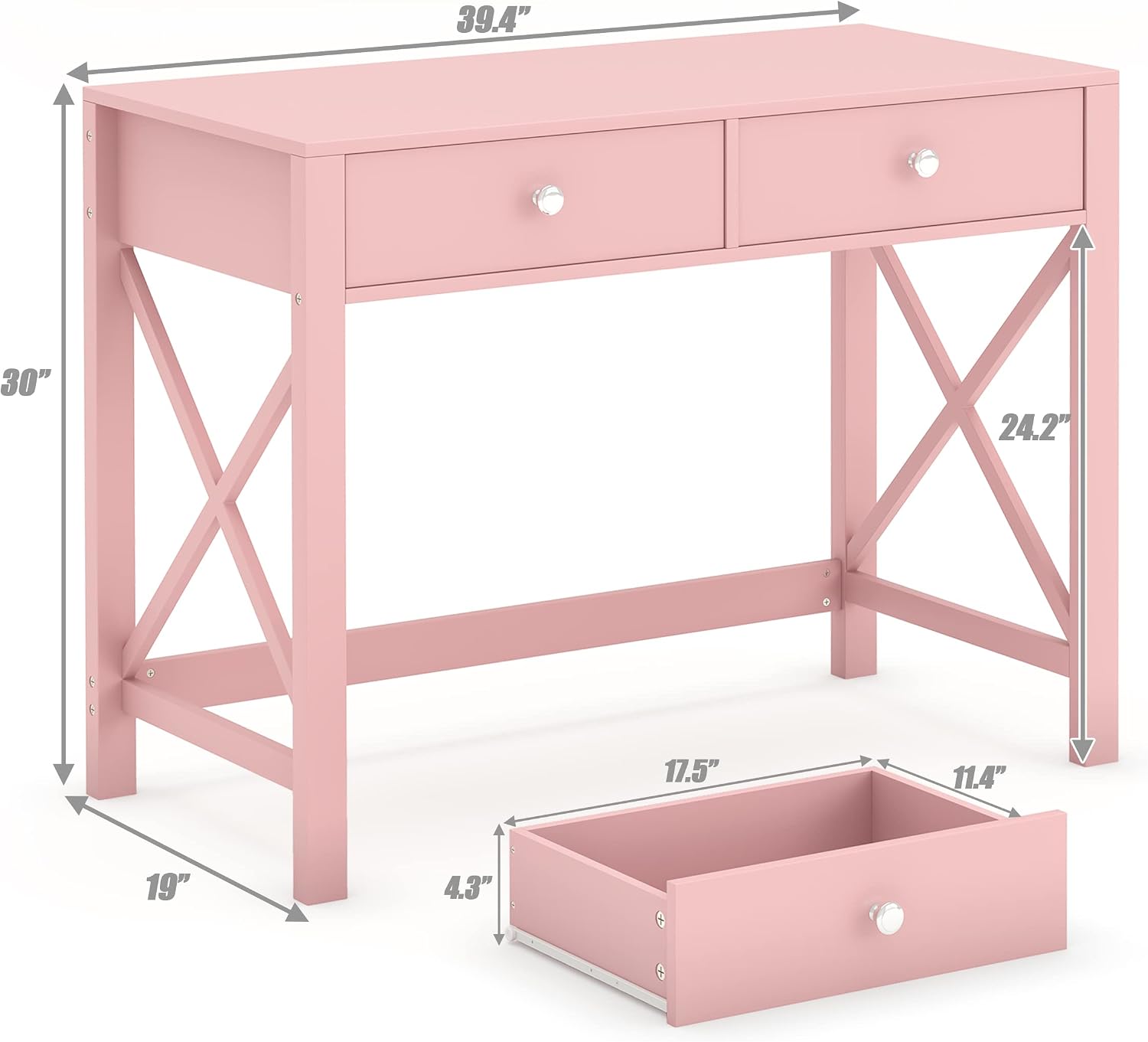 Pink Drawer Vanity Writing Desk