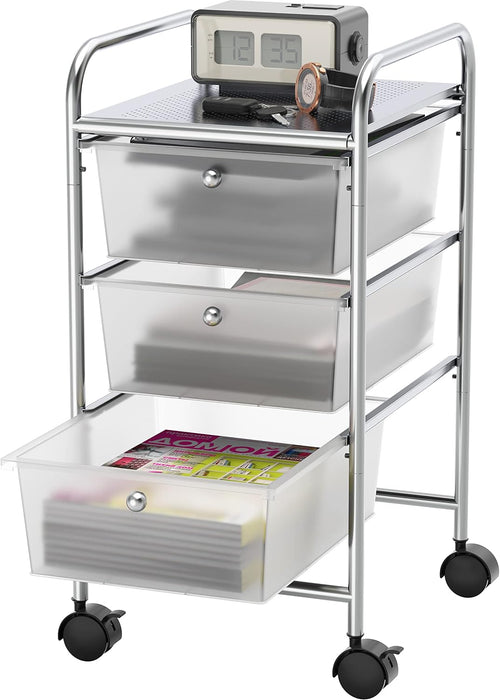 3 Drawer Chrome Rolling Storage Cart