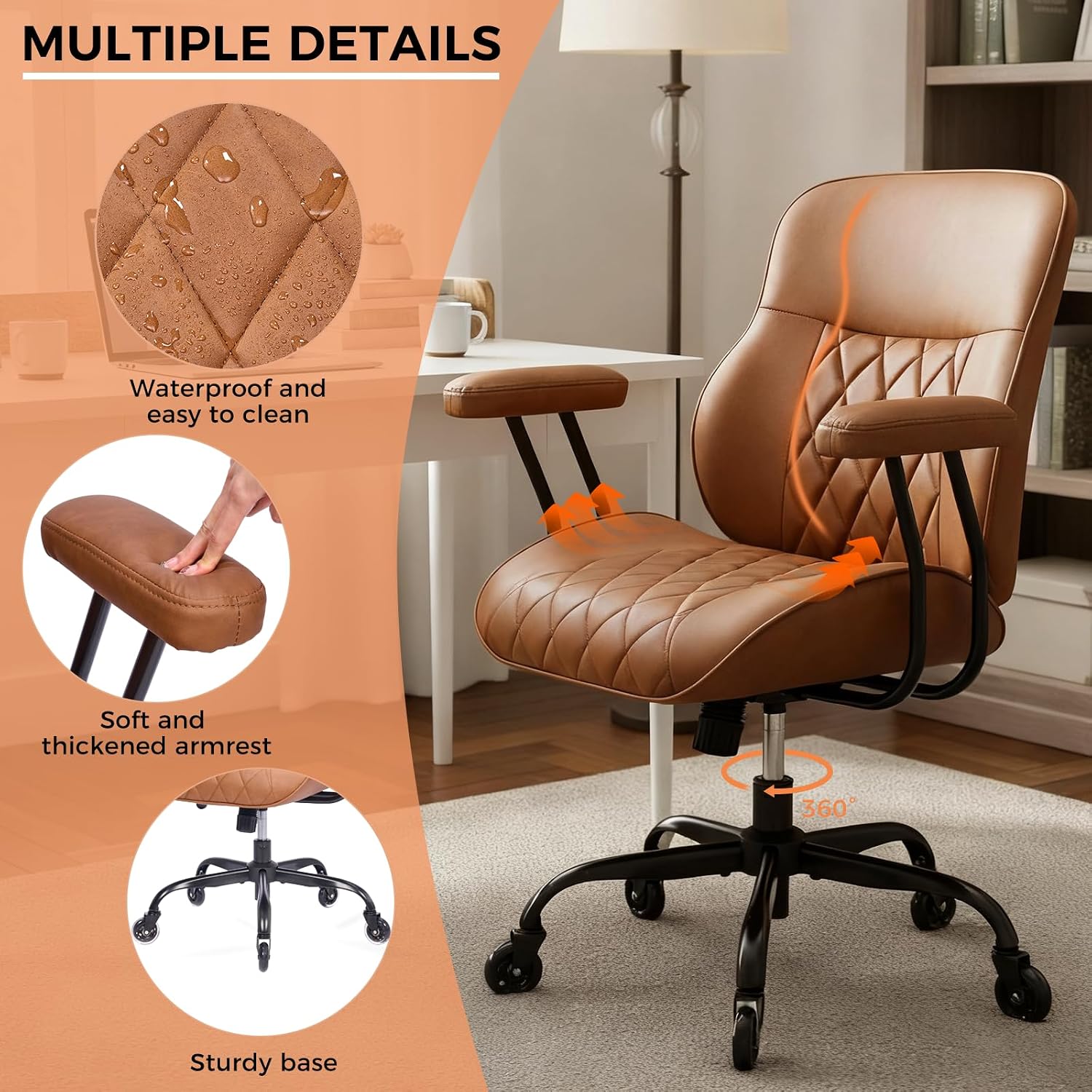 Brown Mid Century Ergonomic Office Chair