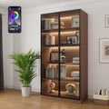 Walnut APP LED Glass Display Cabinet
