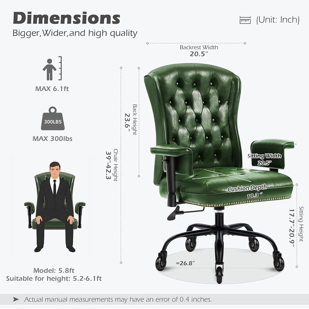 Green Tufted Vintage Office Chair