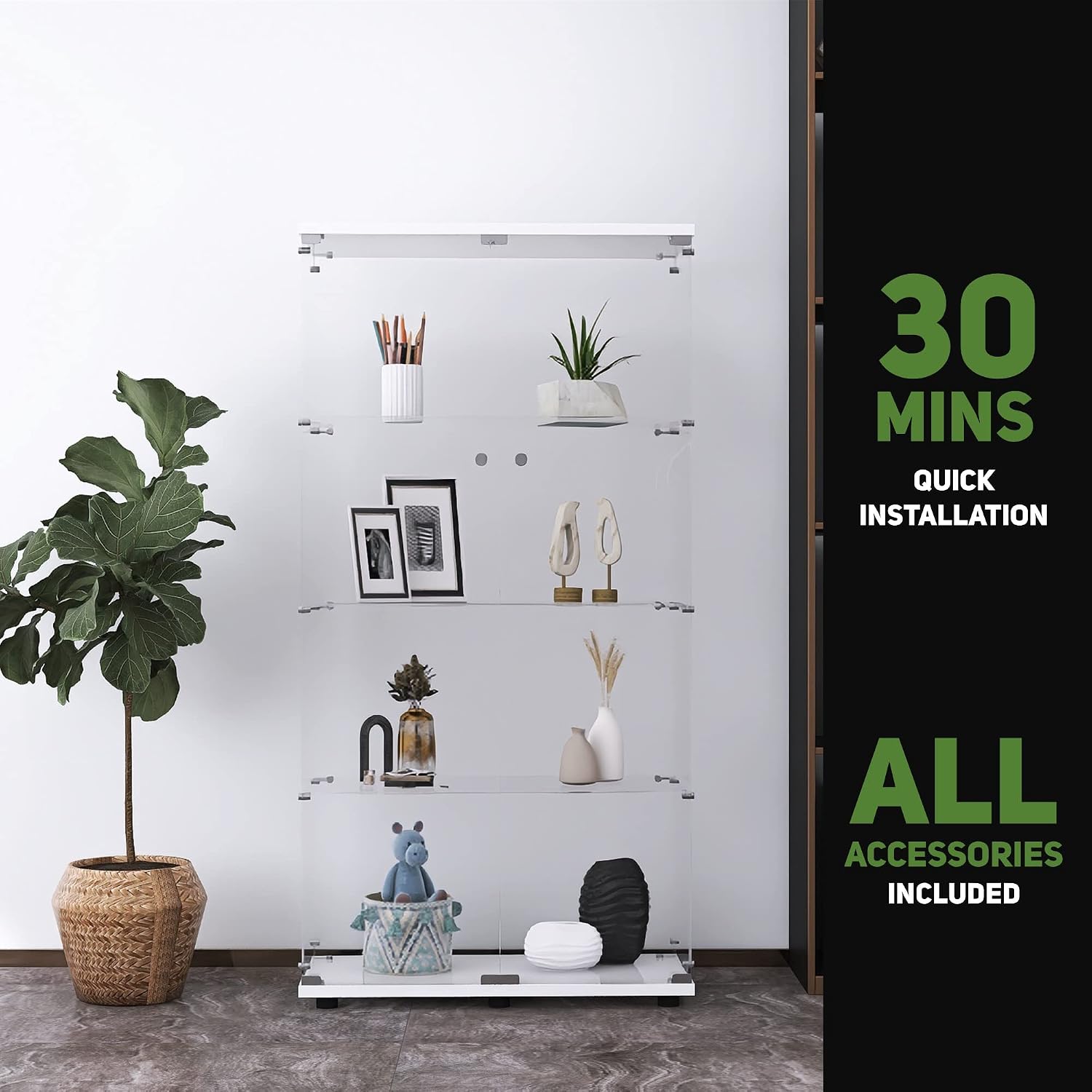 White Glass Door Display Cabinet