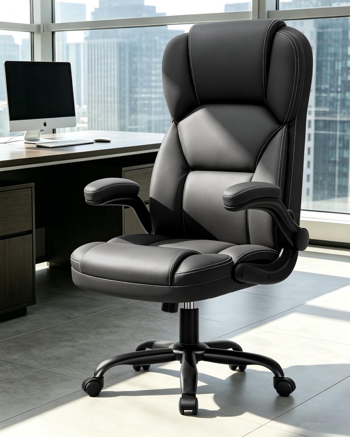 Brick Attic Black Leather Office Chair