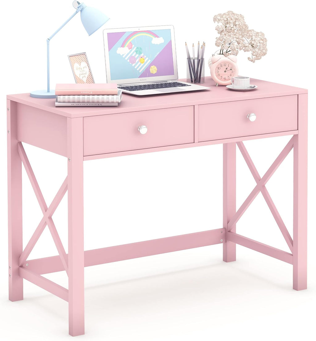 Pink Drawer Vanity Writing Desk