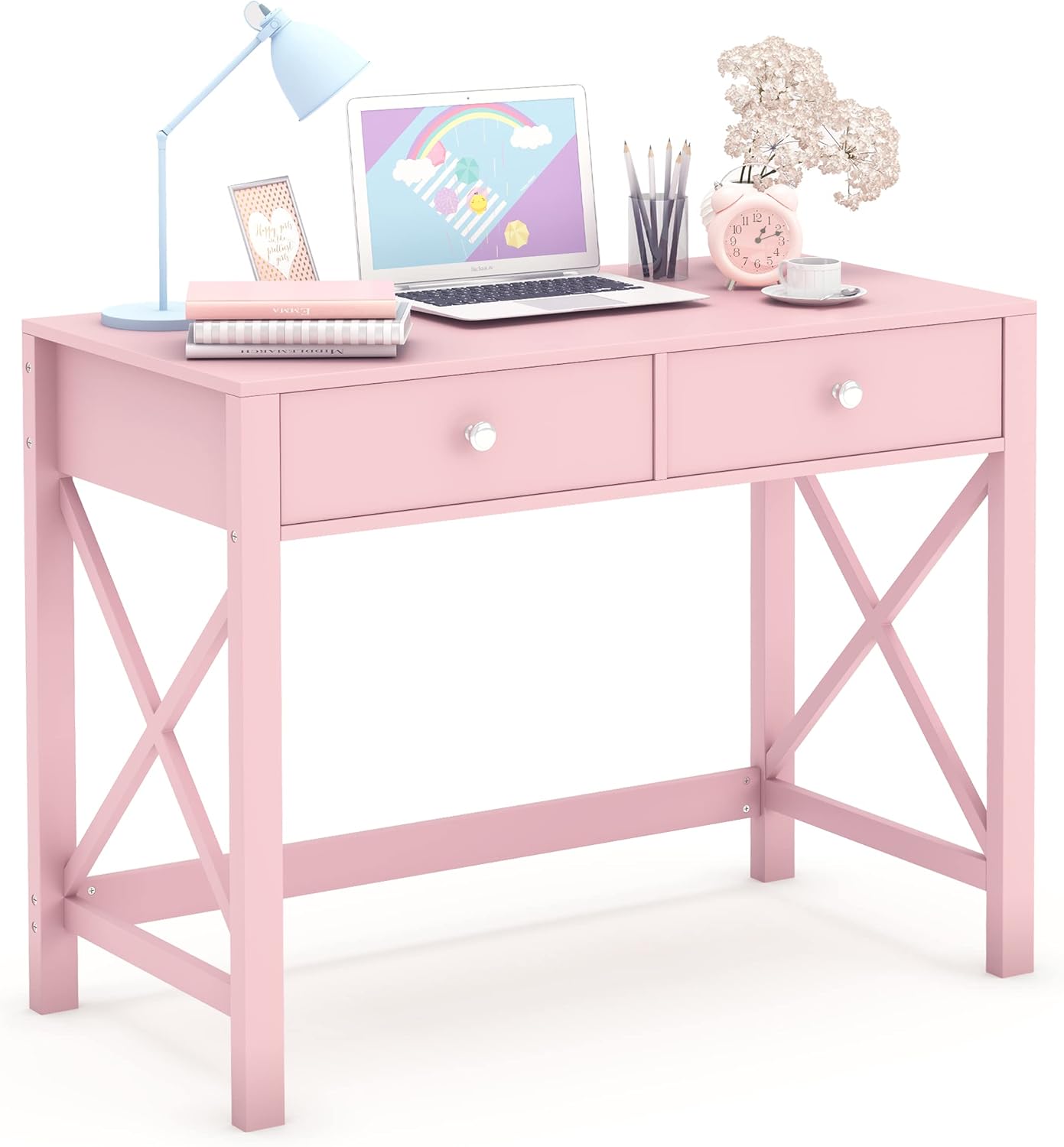 Pink Drawer Vanity Writing Desk