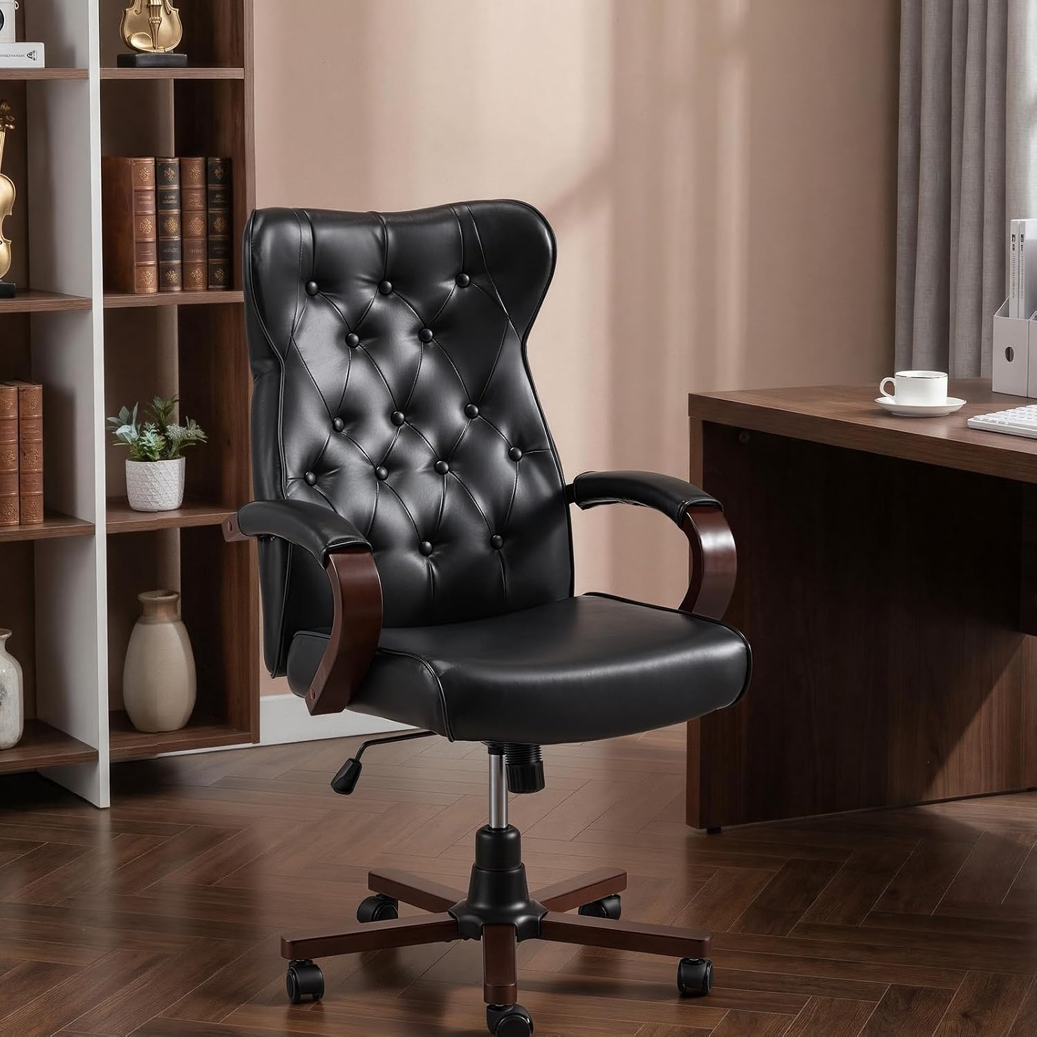 Black Vintage Wingback Office Chair