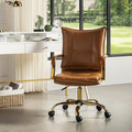 Camel Gold Leg Leather Office Chair