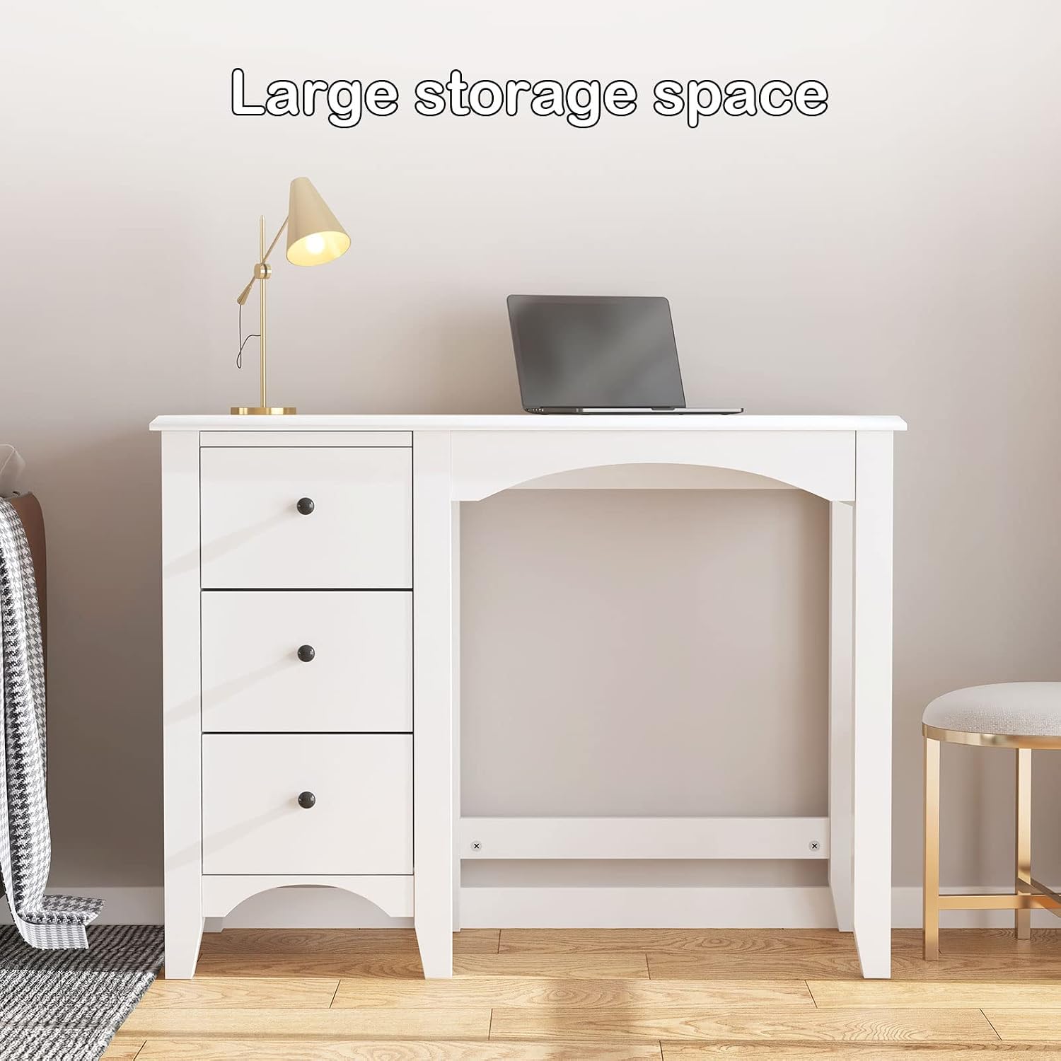 White Drawer Makeup Vanity Desk