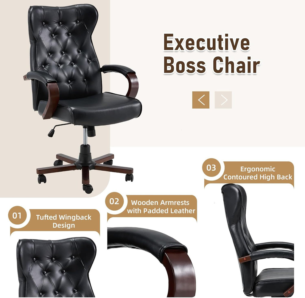 Black Vintage Wingback Office Chair