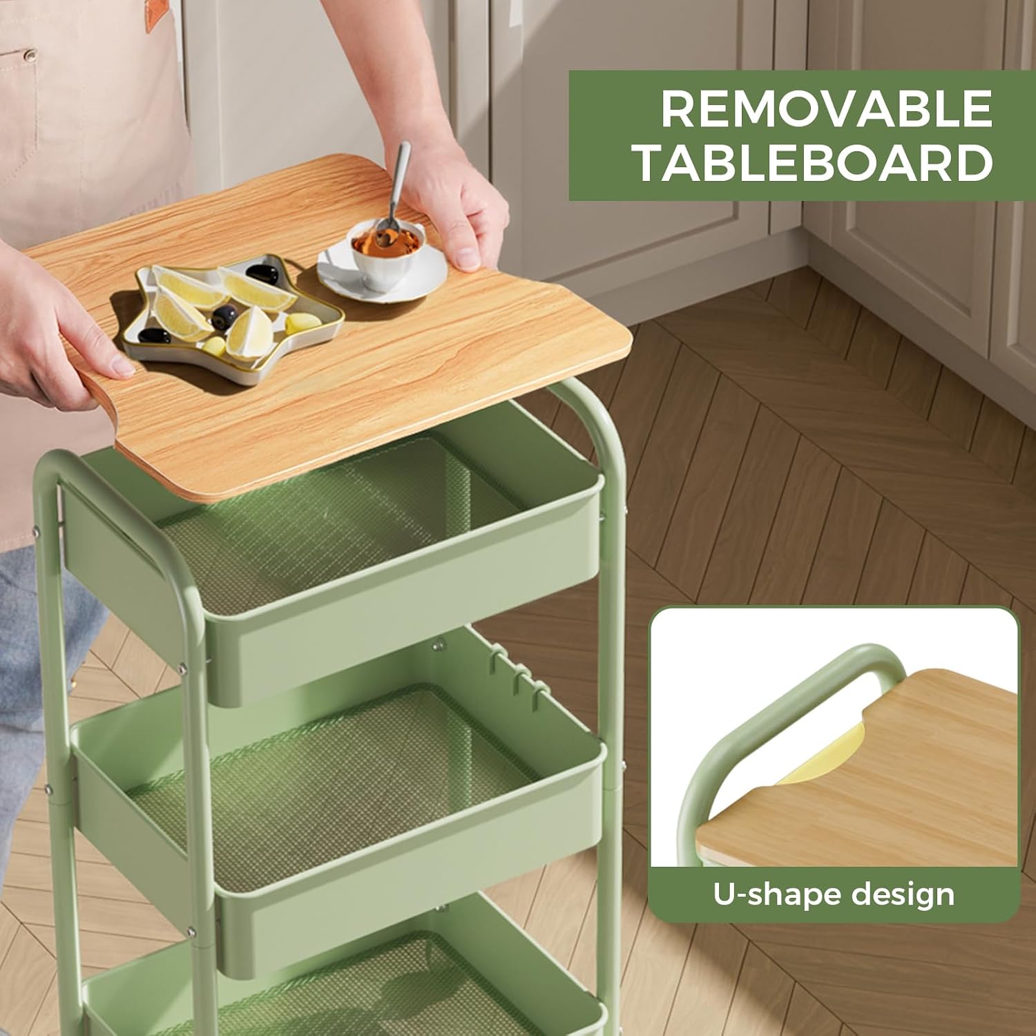 3 Tier Metal Rolling Utility Cart