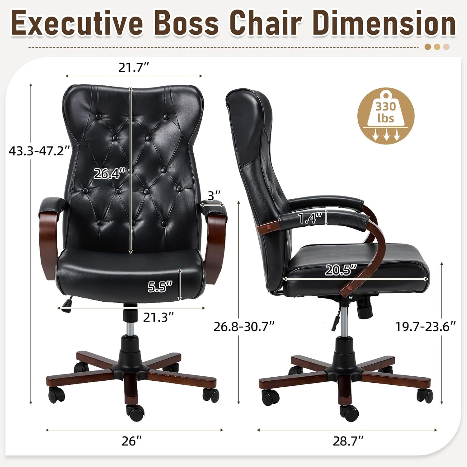 Black Vintage Wingback Office Chair