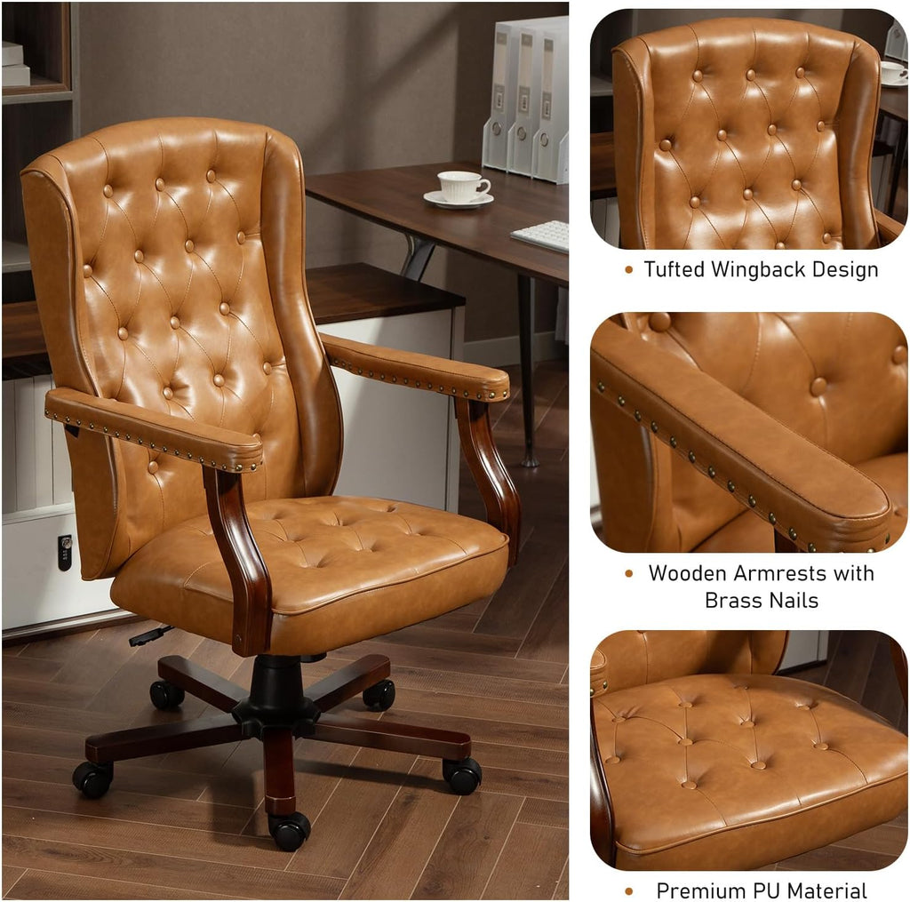 Brown Retro Wingback Office Chair