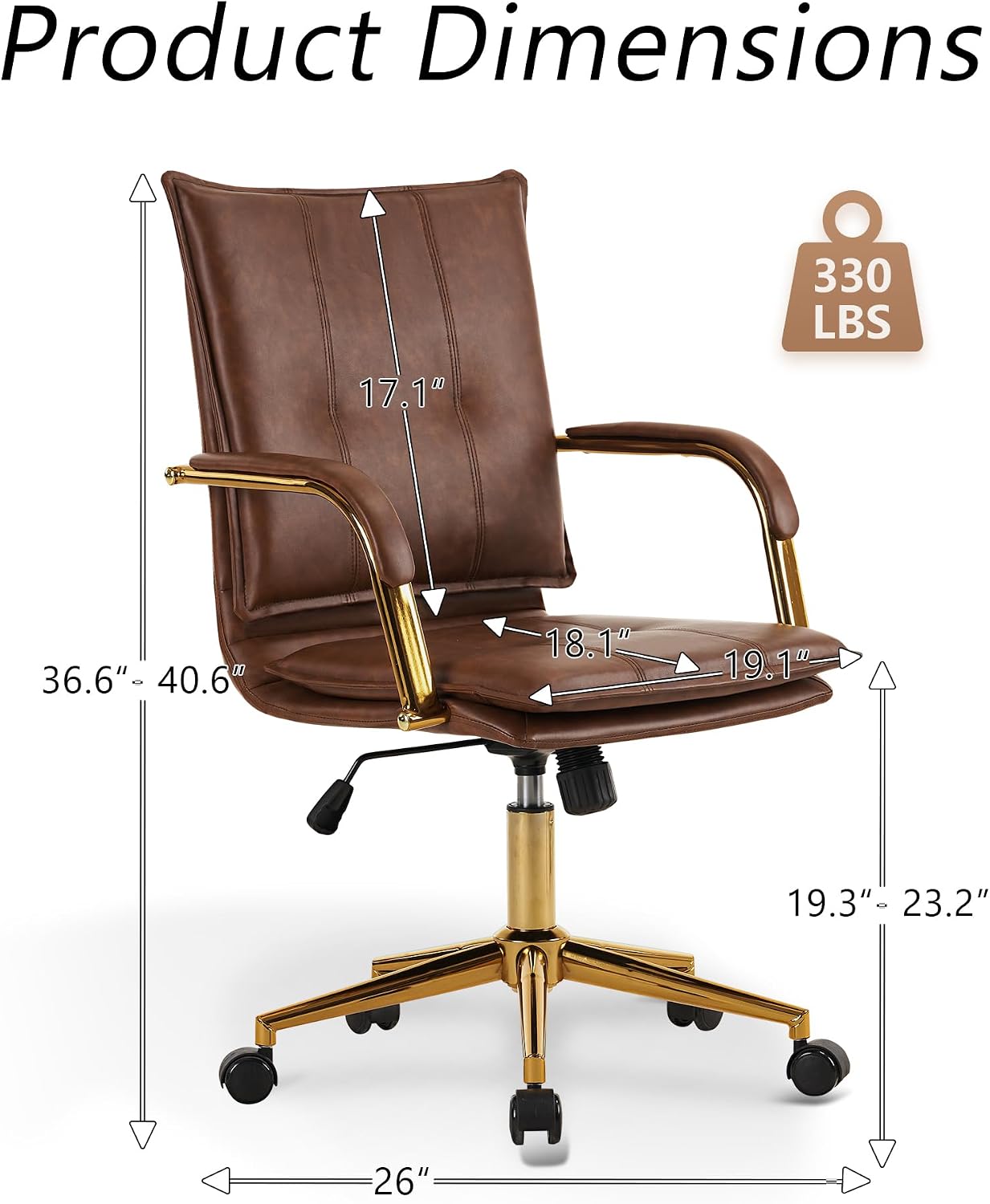 Brown Gold Base Leather Office Chair