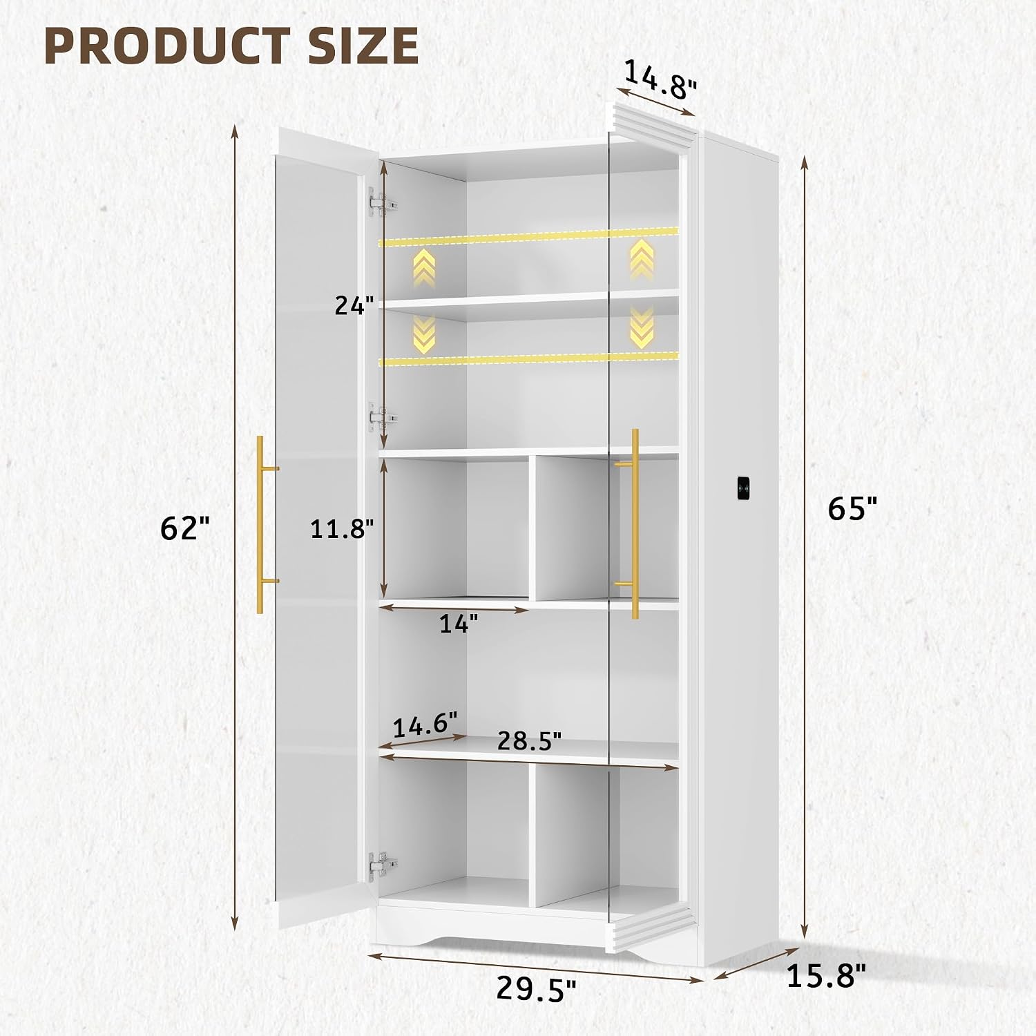 White Sensor LED Glass Display Cabinet