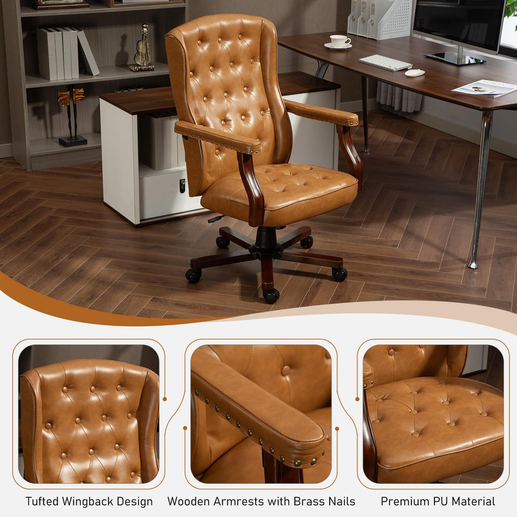 Brown Retro Wingback Office Chair