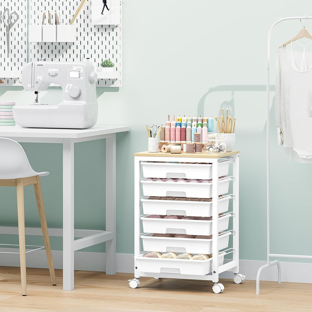 White 6 Drawer Rolling Storage Cart