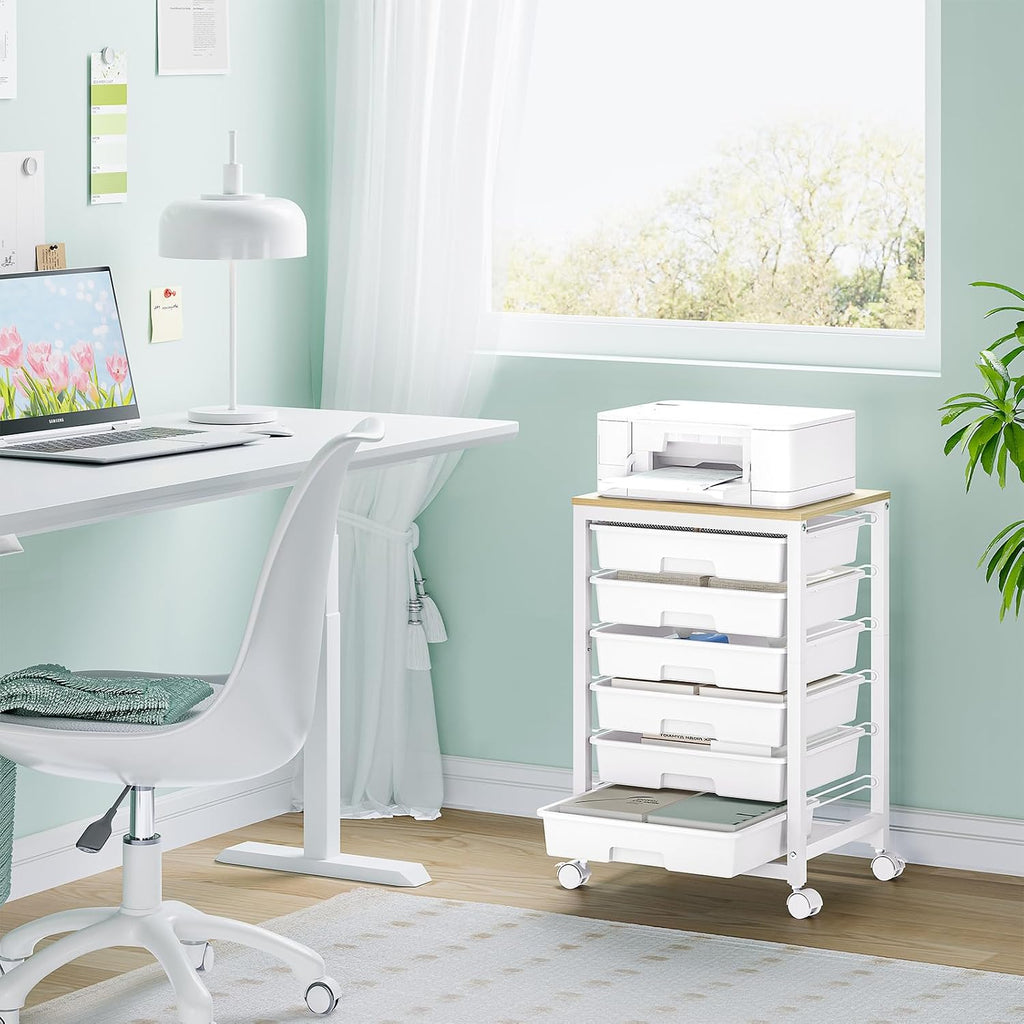 White 6 Drawer Rolling Storage Cart