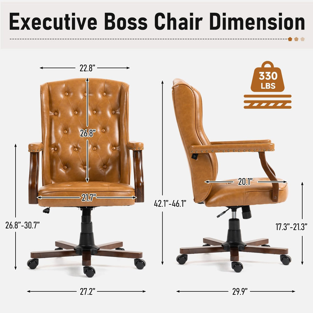Brown Retro Wingback Office Chair