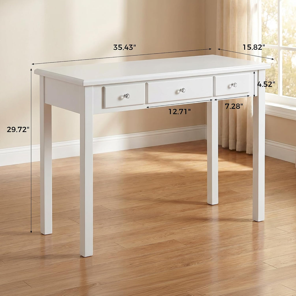 White Small Drawer Writing Vanity Desk