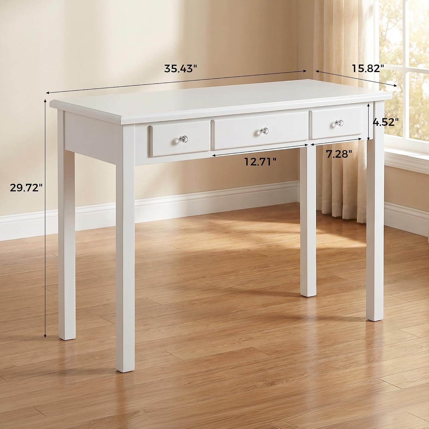 White Small Drawer Writing Vanity Desk