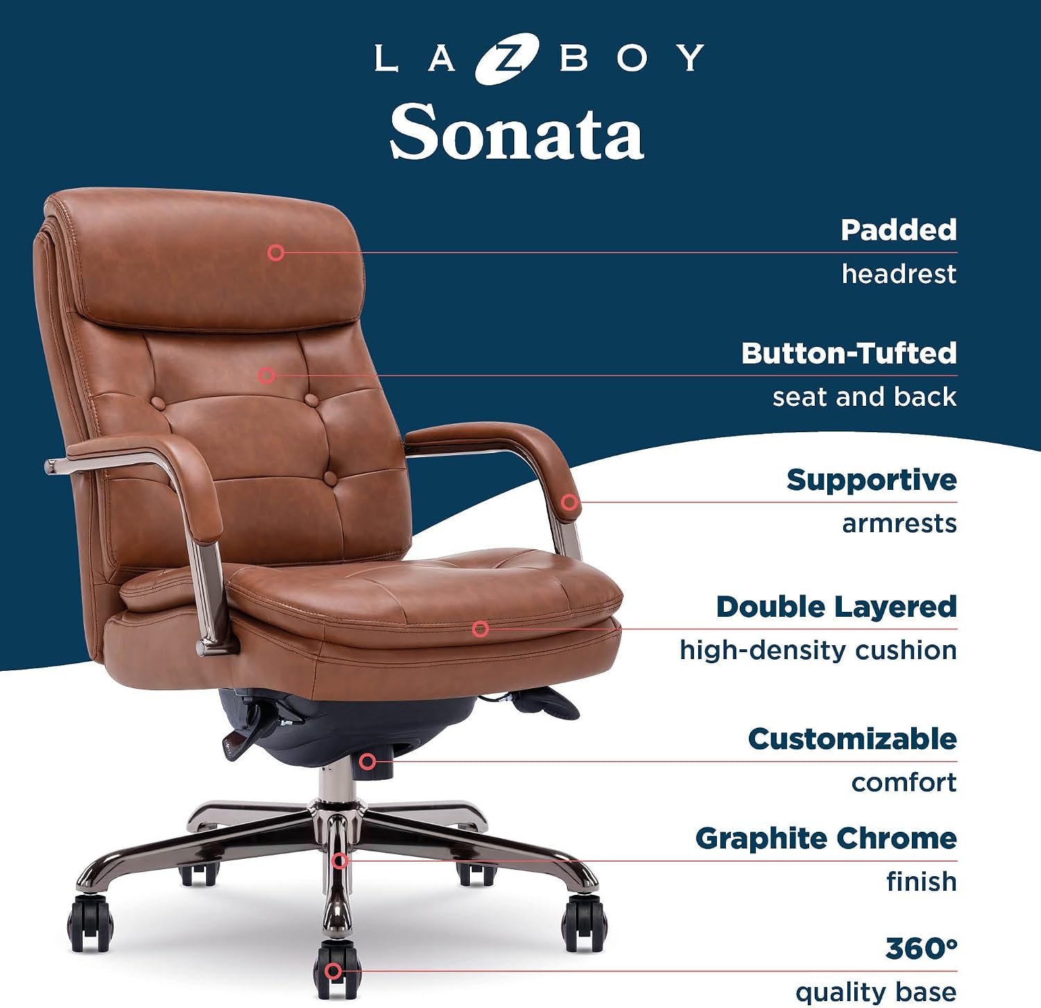 Cognac Tufted Executive Office Chair