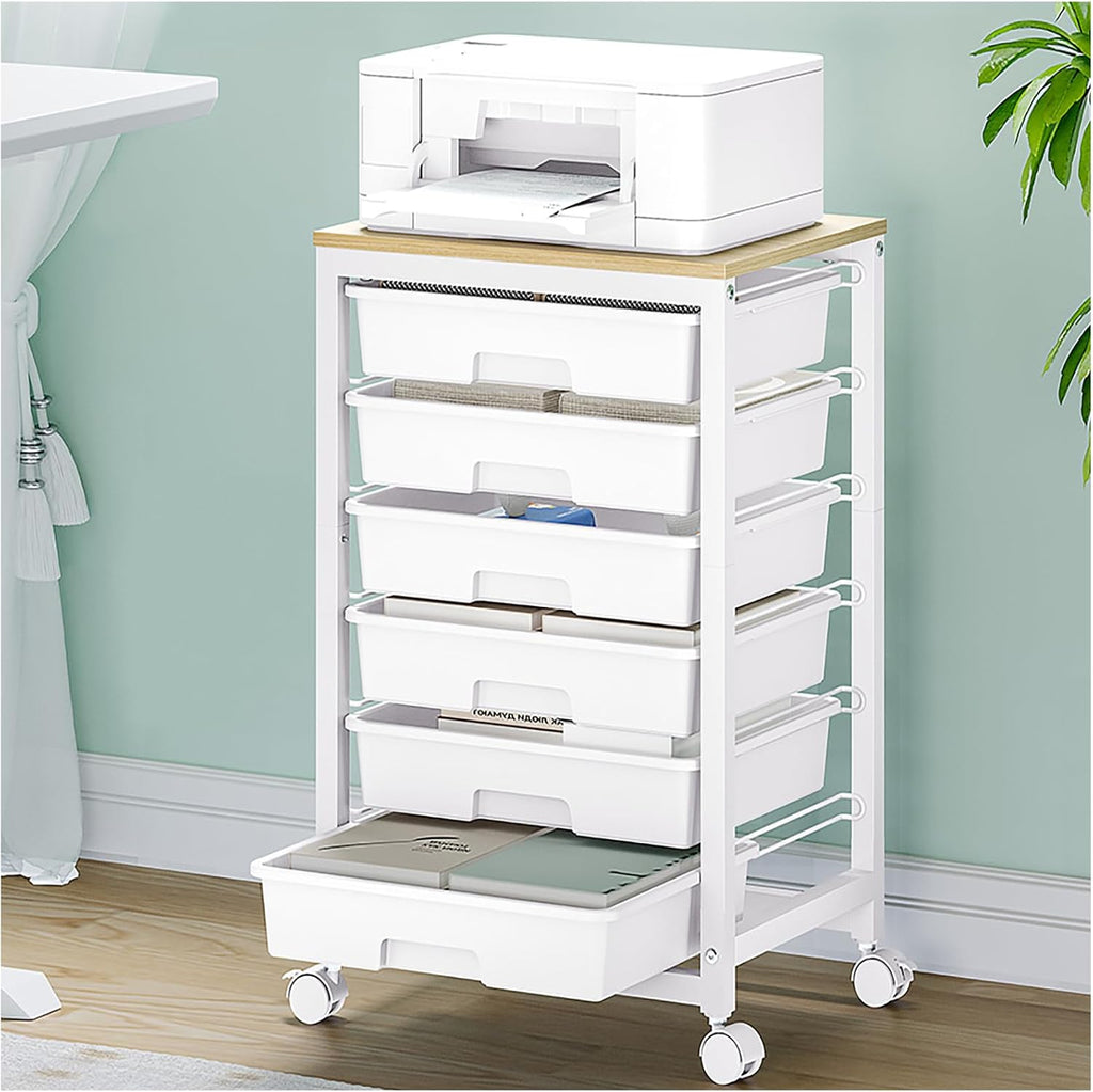 White 6 Drawer Rolling Storage Cart