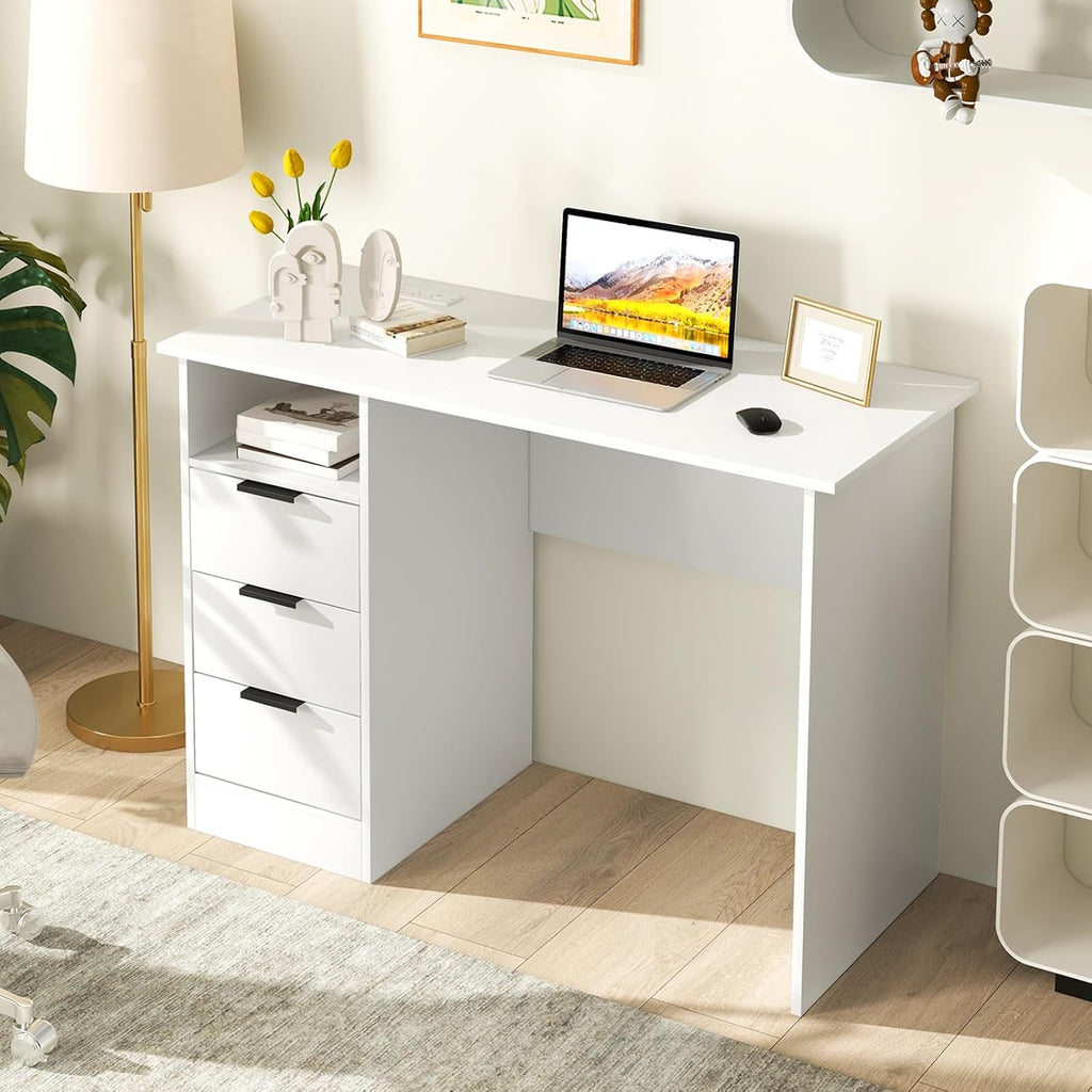 White Charging Station Drawer Desk