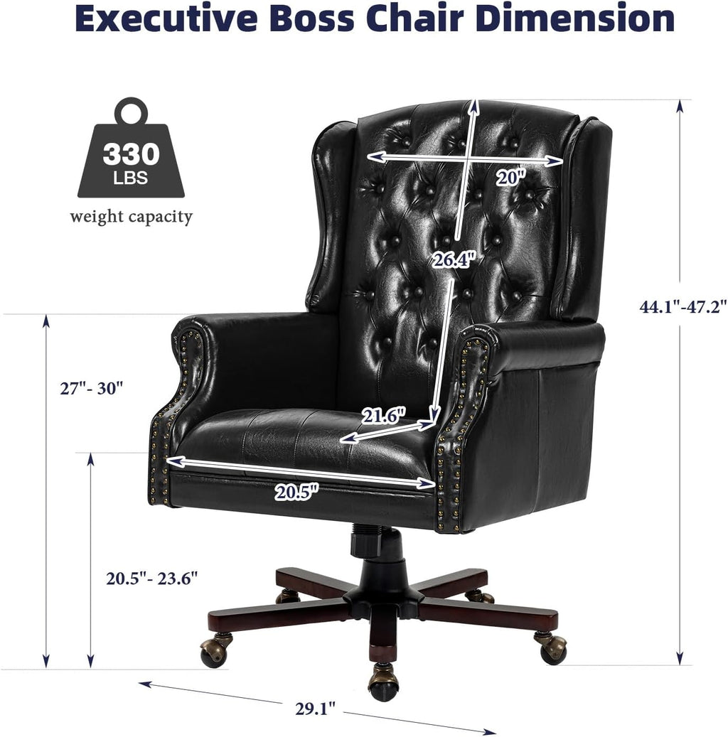 Black Tufted Wingback Office Chair