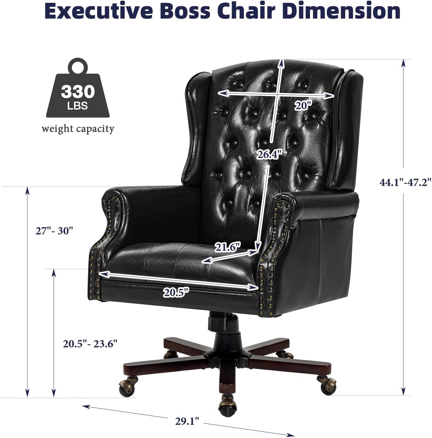 Black Tufted Wingback Office Chair