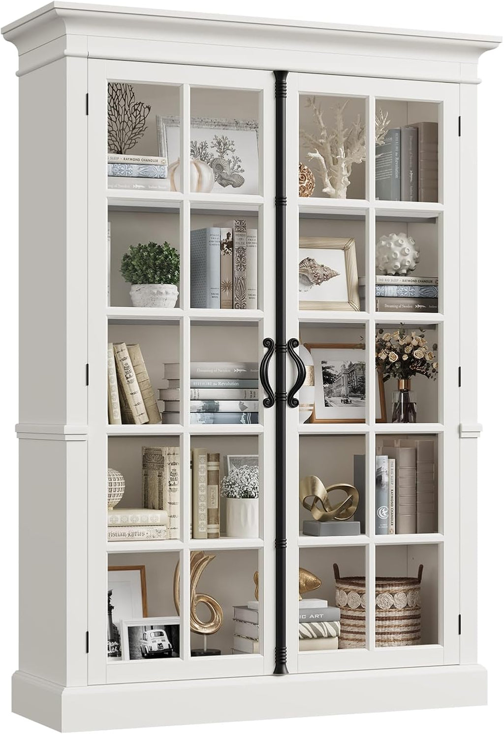 White Farmhouse Glass Display Cabinet