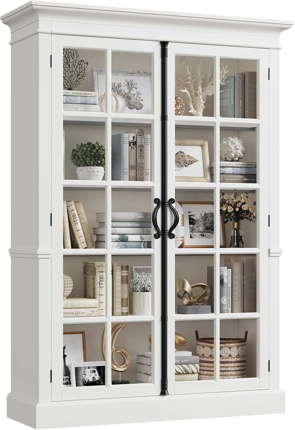 White Farmhouse Glass Display Cabinet