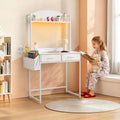 White Arched Fabric Drawer Desk