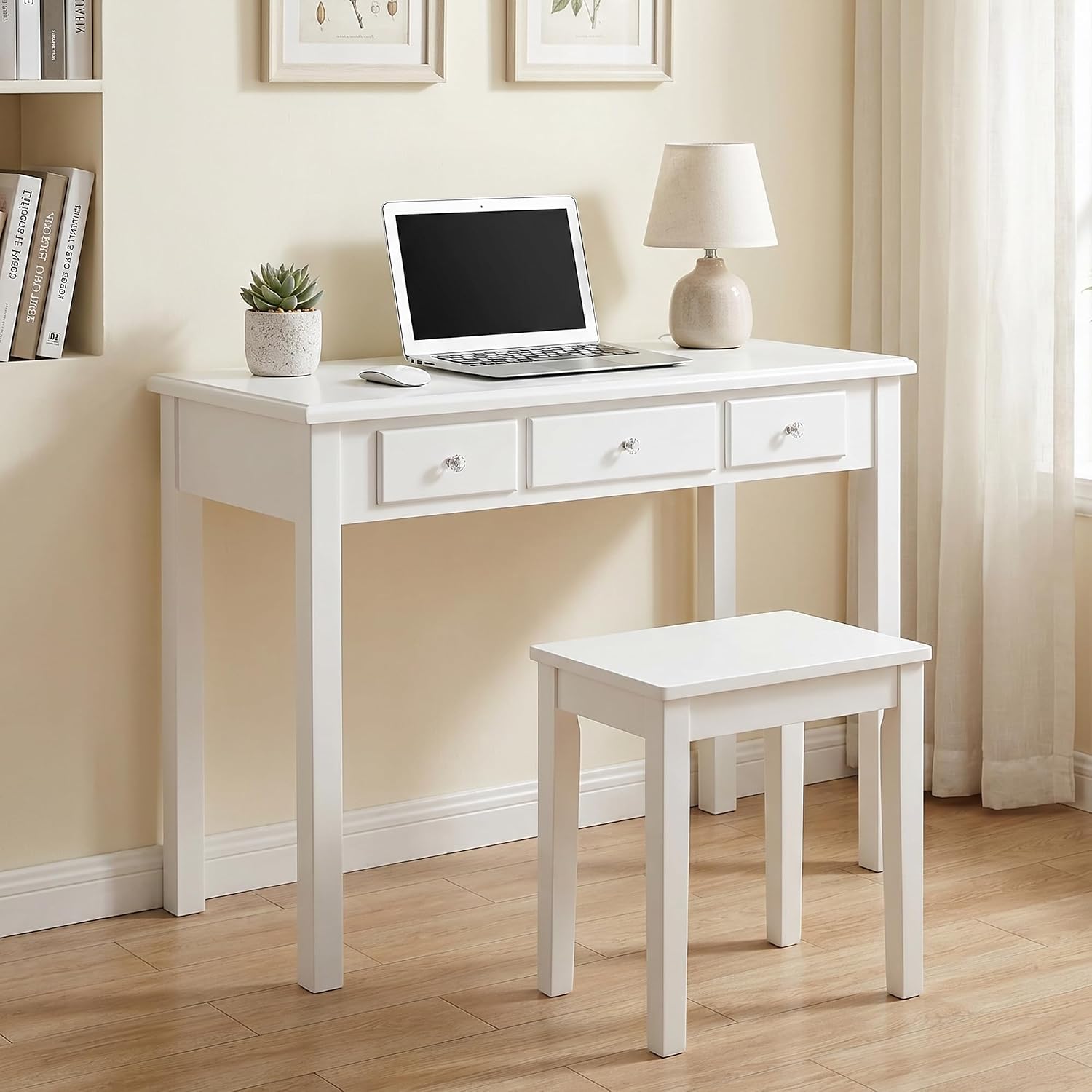 White Small Drawer Writing Vanity Desk